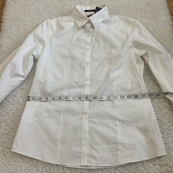 Lands End Womens 4 Blouse White Button Collar Long Sleeve Cotton Brand New - Picture 7 of 8